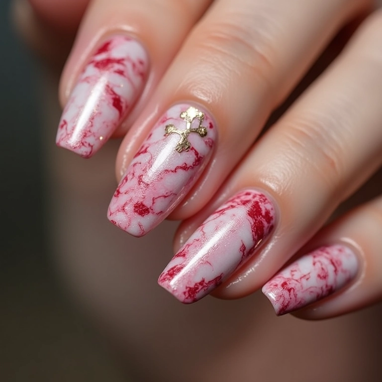 Unhas marmorizadas com esmalte Xodó.