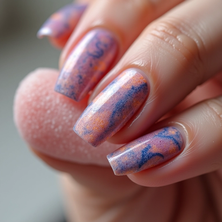 Unhas marmorizadas com esponja: técnica especial.