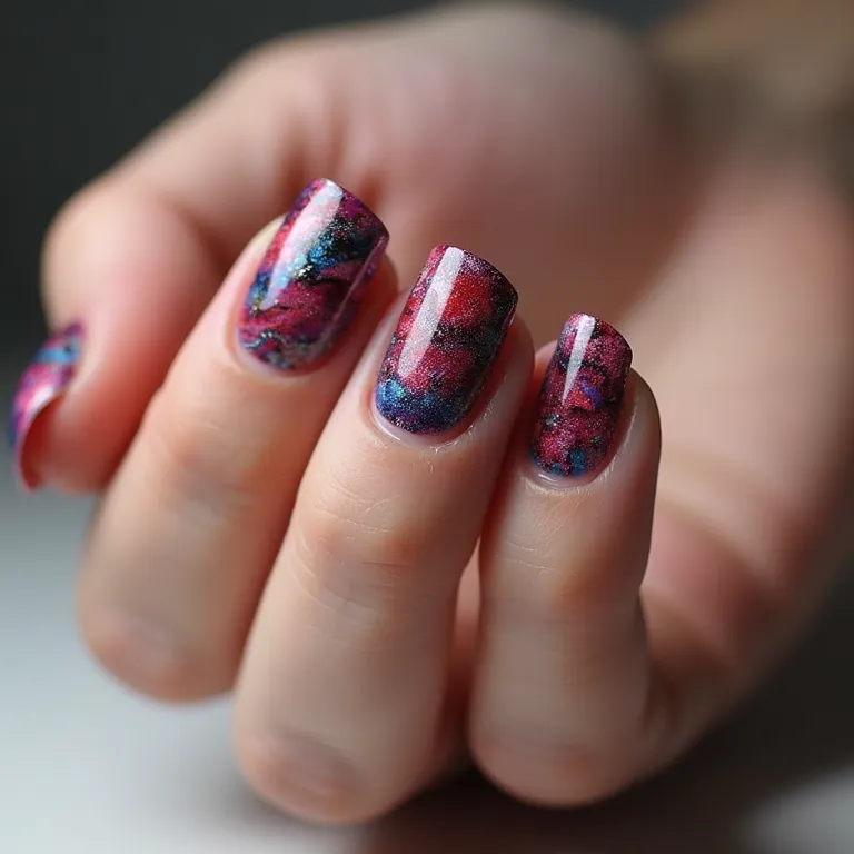 Unhas marmorizadas: efeito único e artístico nas mãos.