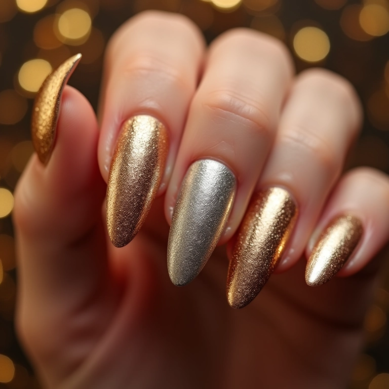 Unhas metalizadas para o Carnaval.