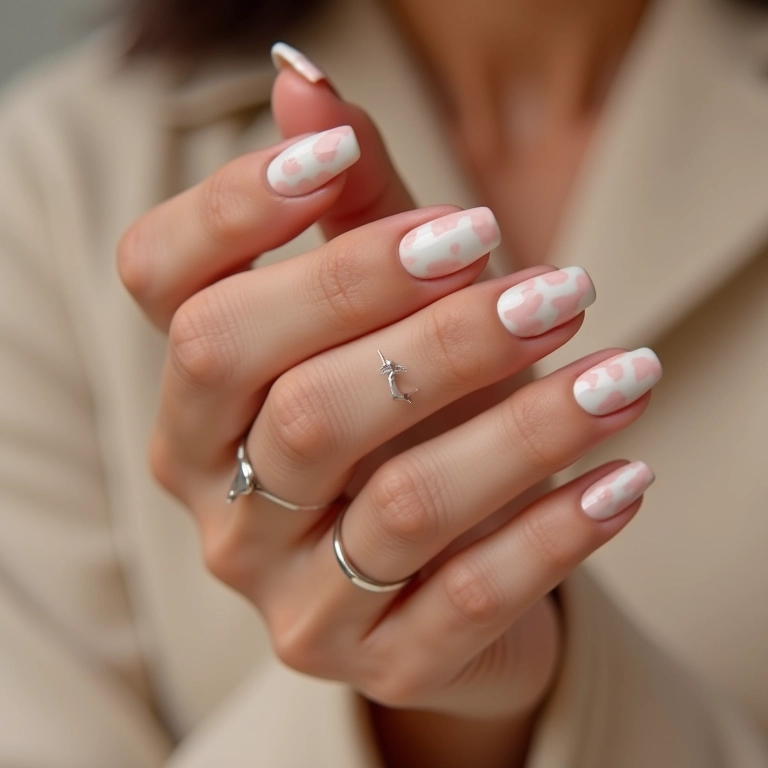 Unhas minimalistas com design simples e cores neutras.