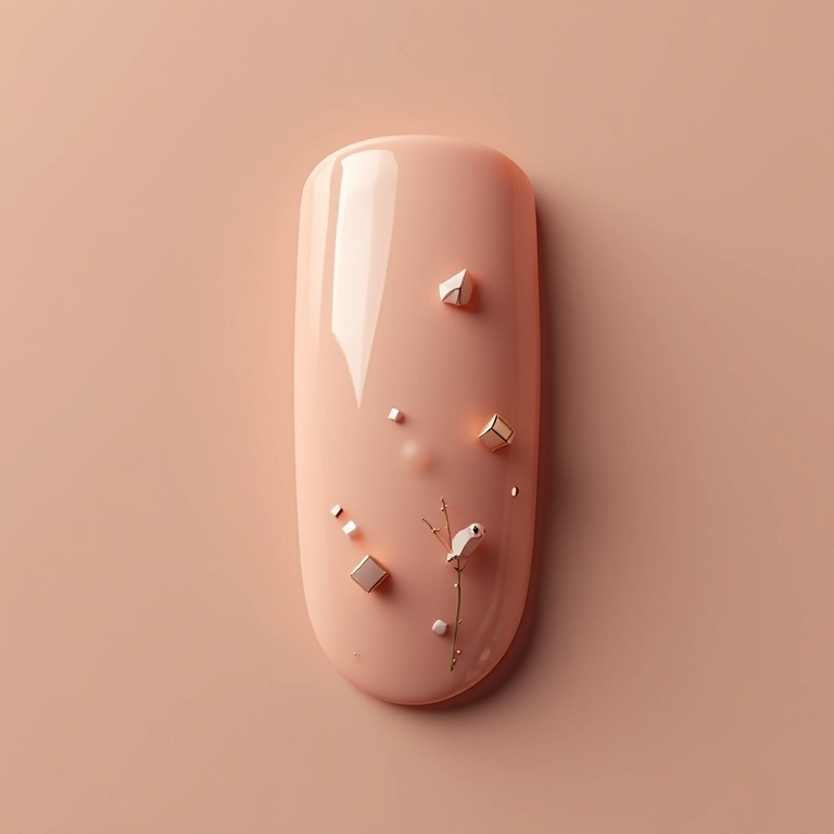 Unhas minimalistas com detalhes geométricos.