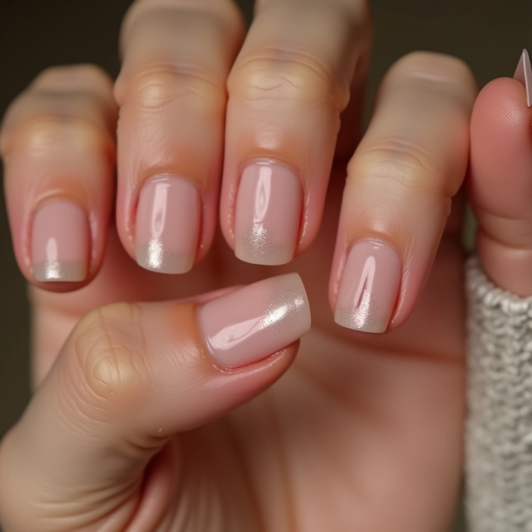 Unhas minimalistas com pontos de luz, elegância e sutileza.