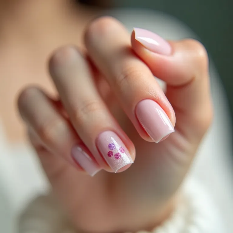 Unhas minimalistas com um toque de cor, design simples e elegante.