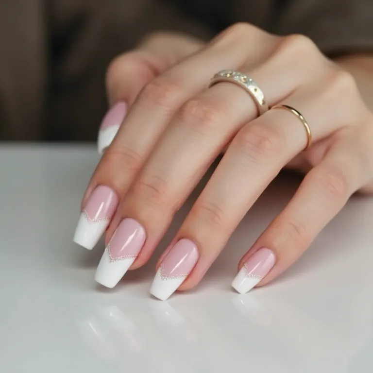 Unhas minimalistas com um toque Kpop, design clean e elegante, com um detalhe sutil.