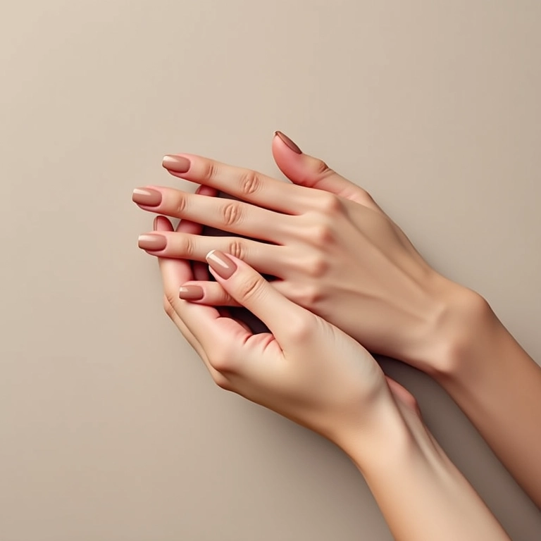 Unhas nude com design minimalista.