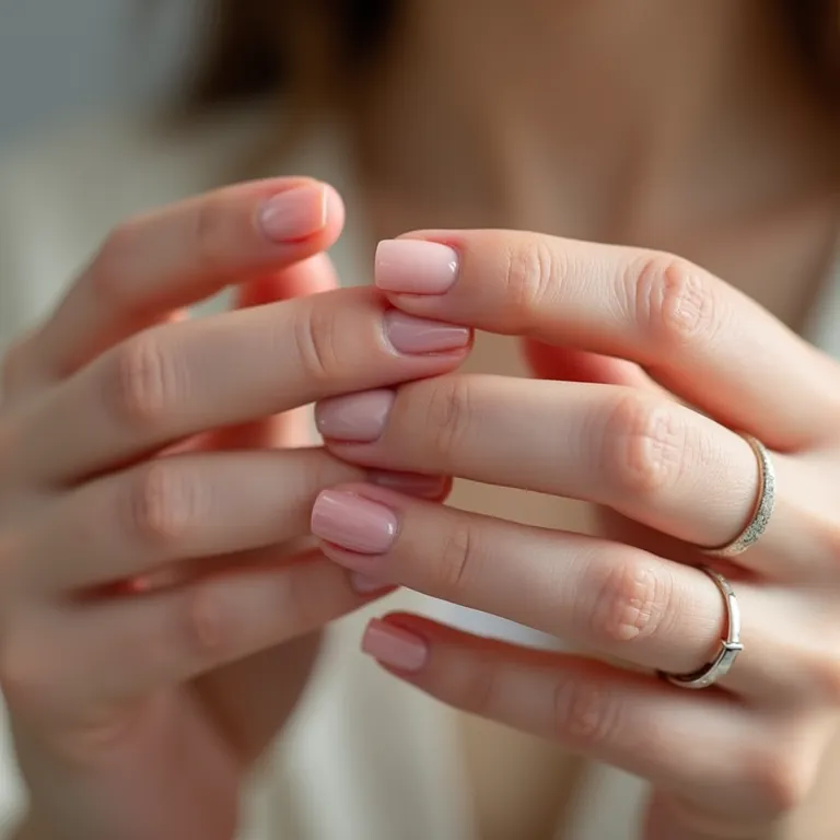 Unhas nude minimalistas em gel.
