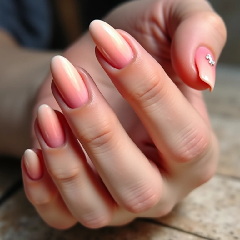 Unhas ombré com degradê suave de cores.