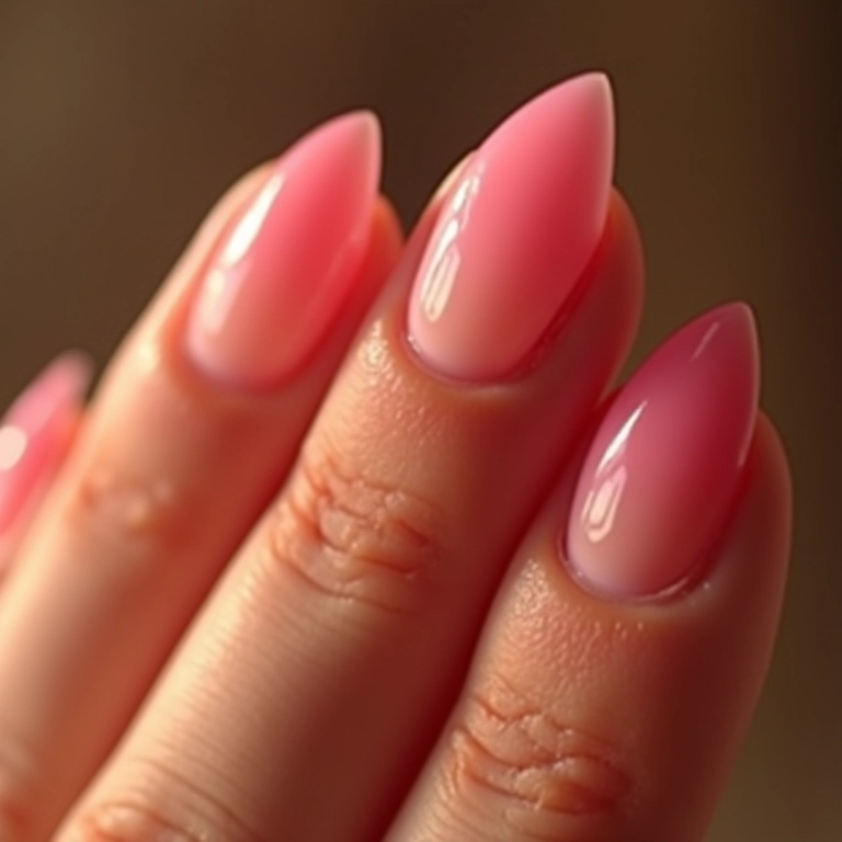 Unhas ombré com efeito suave e elegante.