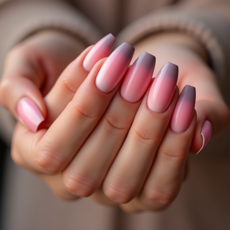 Unhas ombré decoradas no molde F1.