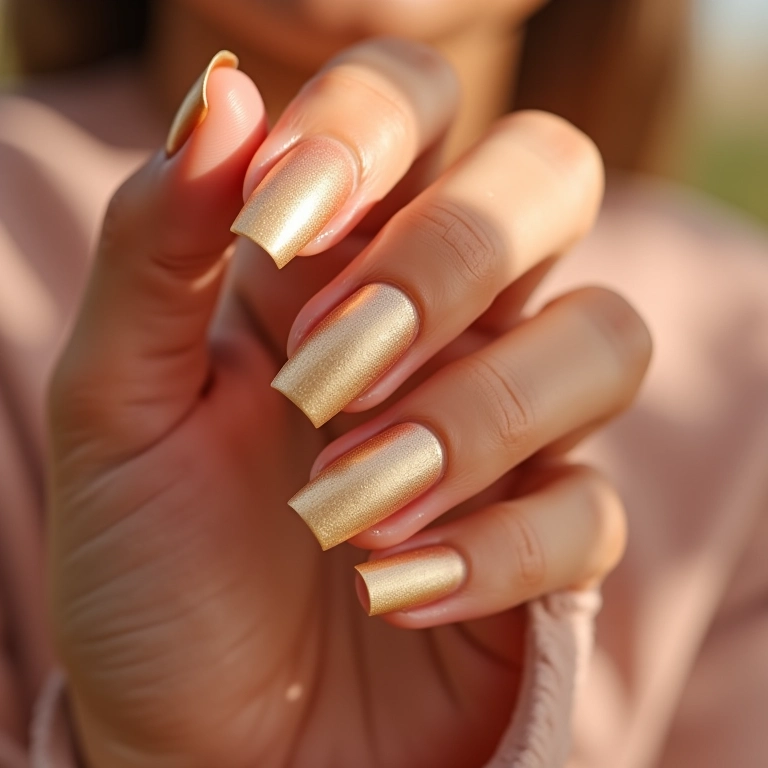 Unhas ombré dourado: degradê de riqueza e sofisticação.