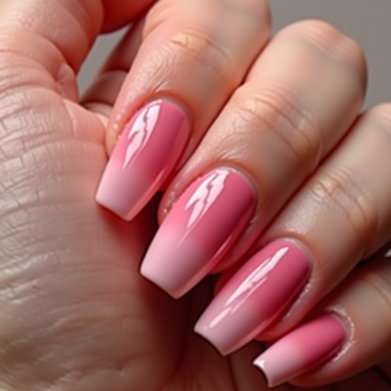Unhas ombré em acrigel.