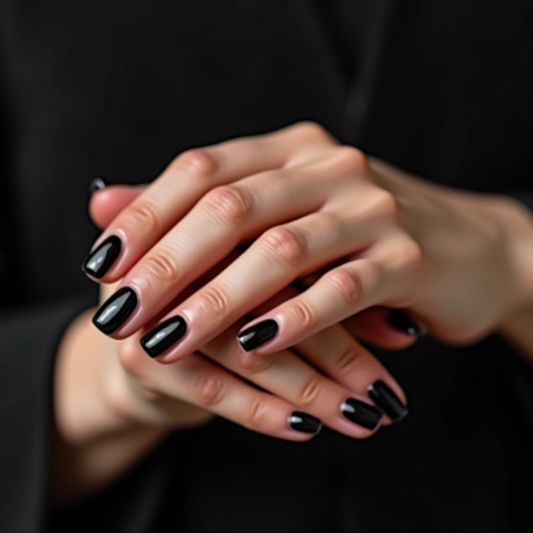 Unhas pretas com francesinha para um visual sofisticado.
