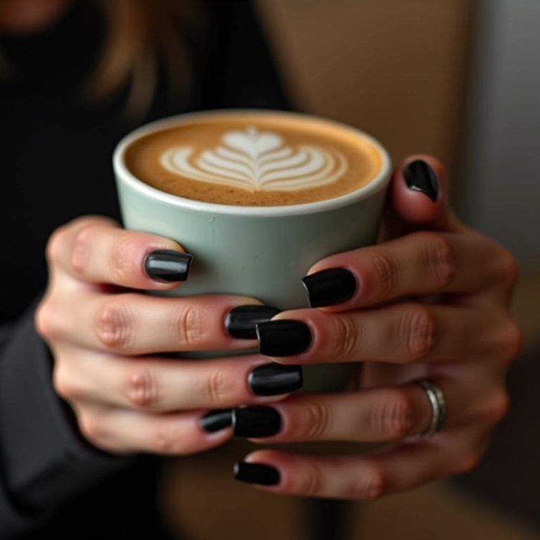 Unhas pretas foscas: elegância e modernidade.