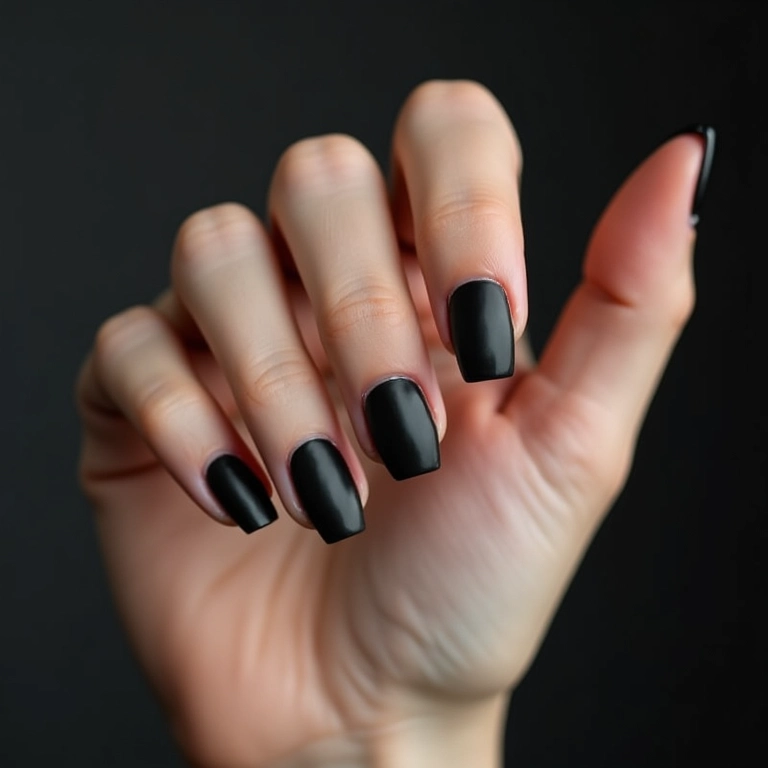 Unhas pretas minimalistas e elegantes.