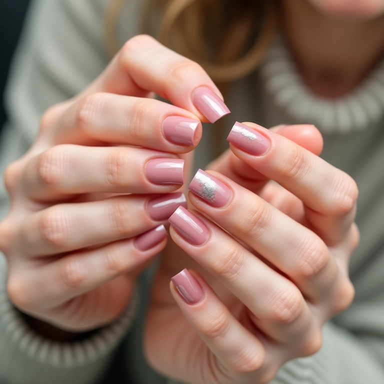 Unhas quadradas decoradas com design minimalista.