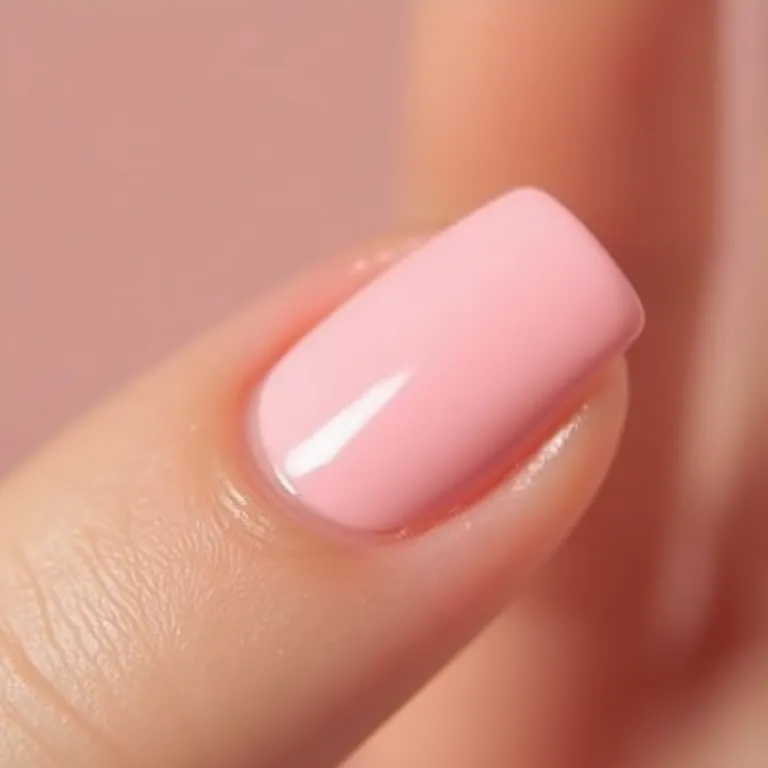 Unhas rosa bebê delicadas e românticas.