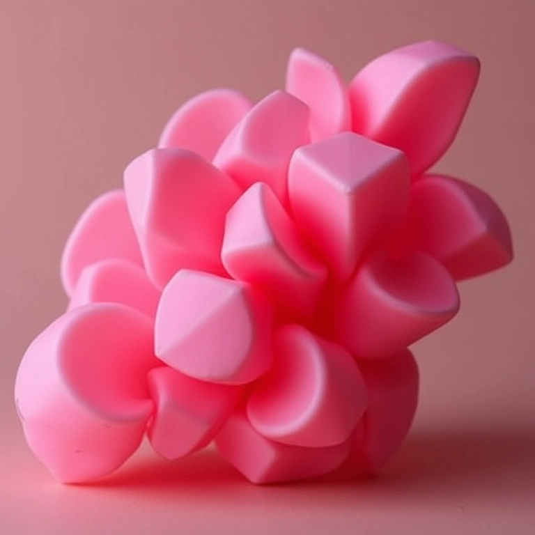 Unhas rosa com padrões geométricos.