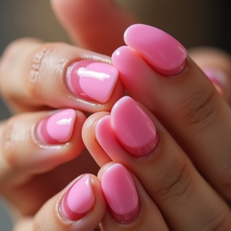 Unhas rosa pink encapsulada com efeito ombré suave.