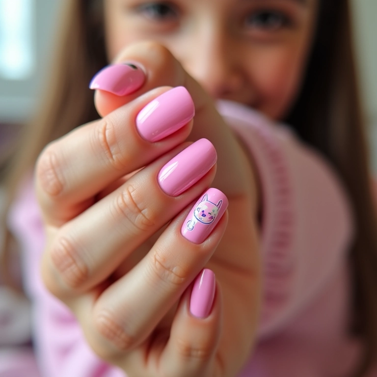Unhas rosas com adesivos: praticidade e variedade.