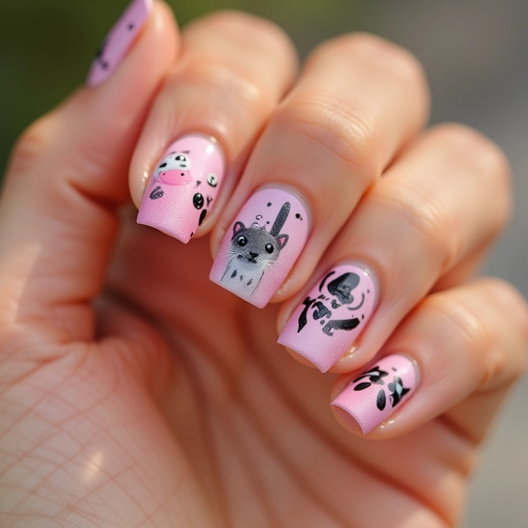 Unhas stiletto com adesivos, uma forma divertida de decorar.