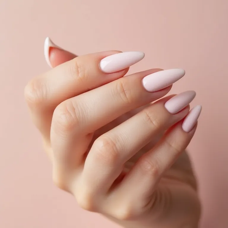 Unhas stiletto minimalistas, elegância e simplicidade em cada detalhe.