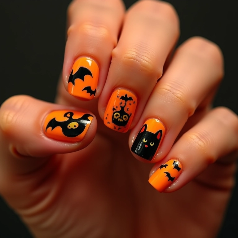 Unhas temáticas de Halloween para festa.