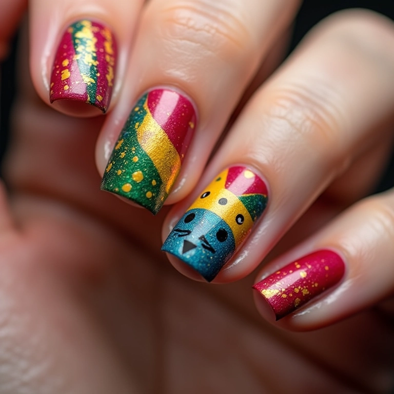 Unhas temáticas para celebrar o Carnaval.