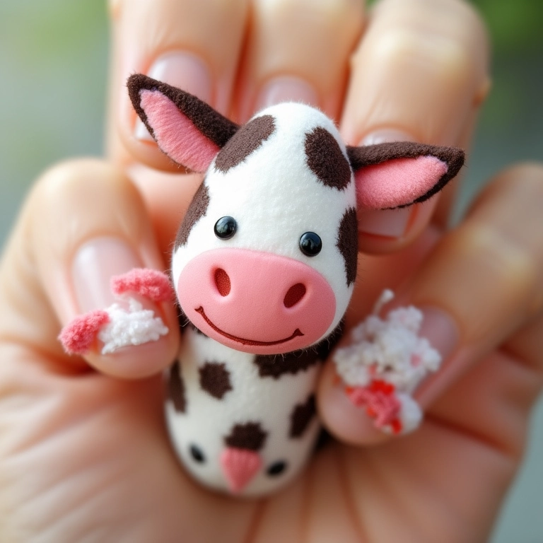 Unhas vaquinha com desenhos animados, design divertido.
