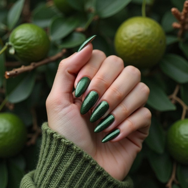 Unhas verde musgo, a cor da natureza no inverno.