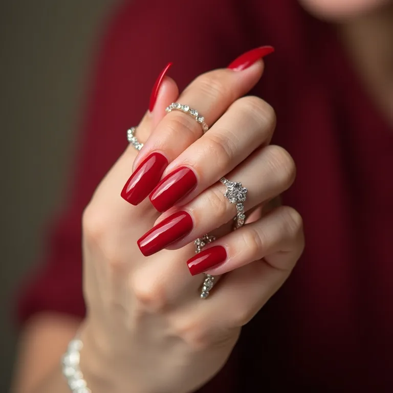 Unhas vermelhas clássicas em gel.