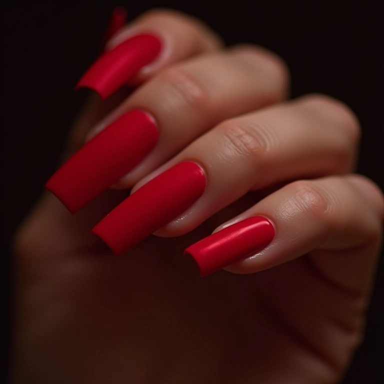 Unhas vermelhas com esmalte magnético surpreendente.
