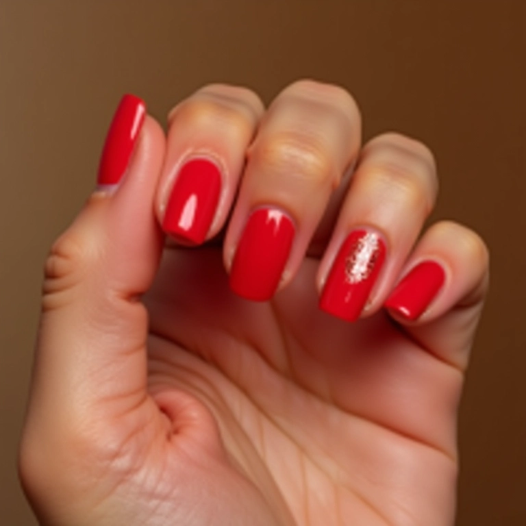 Unhas vermelhas com filha única: detalhe que faz a diferença.