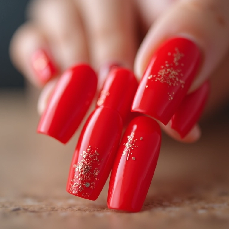 Unhas vermelhas encapsuladas com películas.