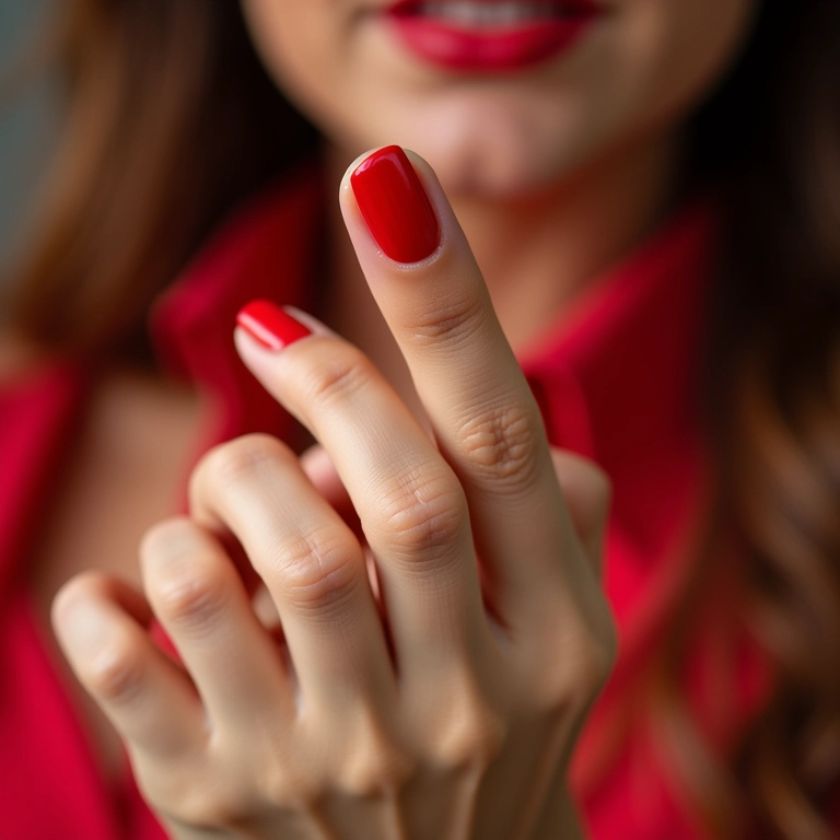 Unhas vermelhas vibrantes.