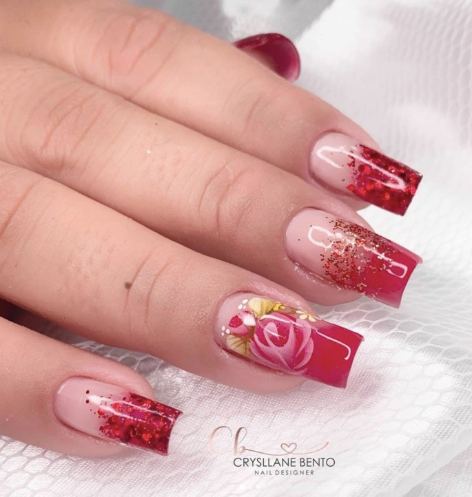 unhas decoradas vermelhas ...
