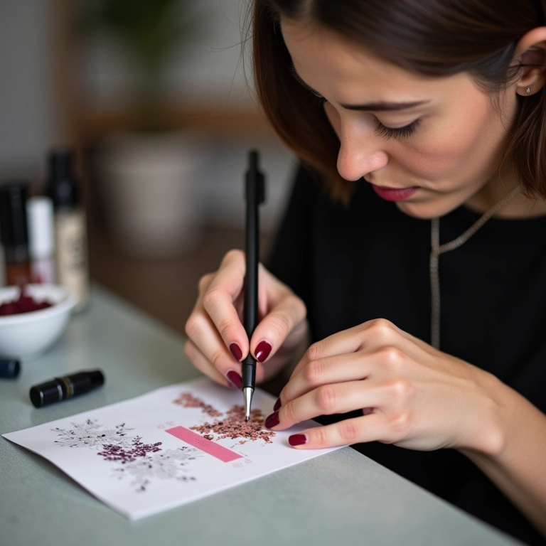 Utilização de kit de carimbo para unhas decoradas.