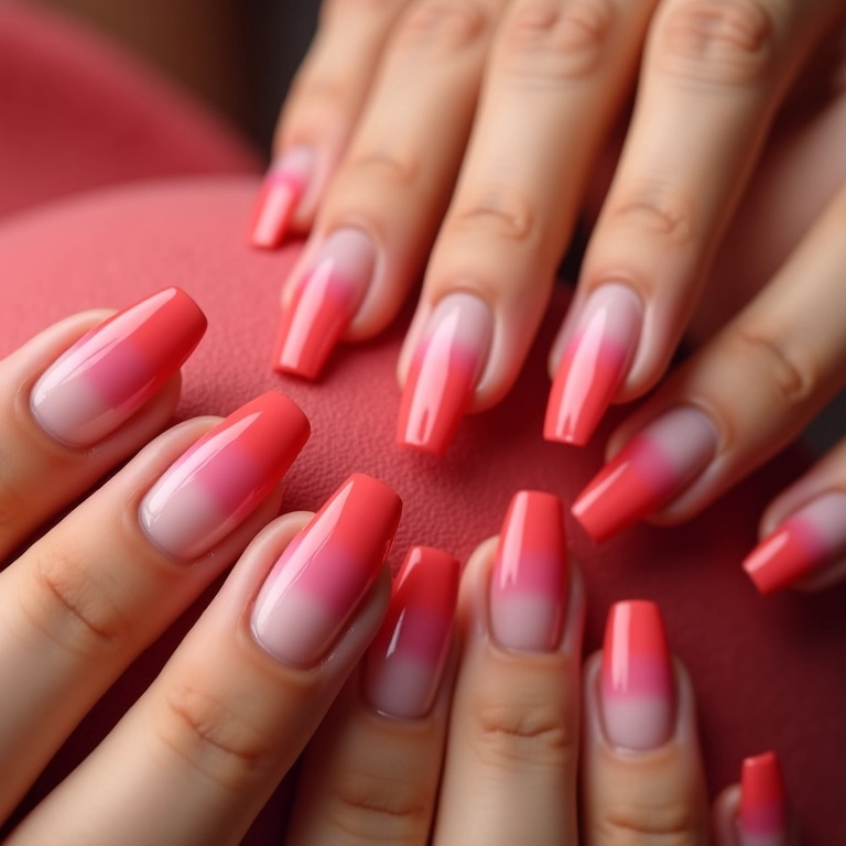 Variedade de designs de unhas francesinhas em gel coloridas.