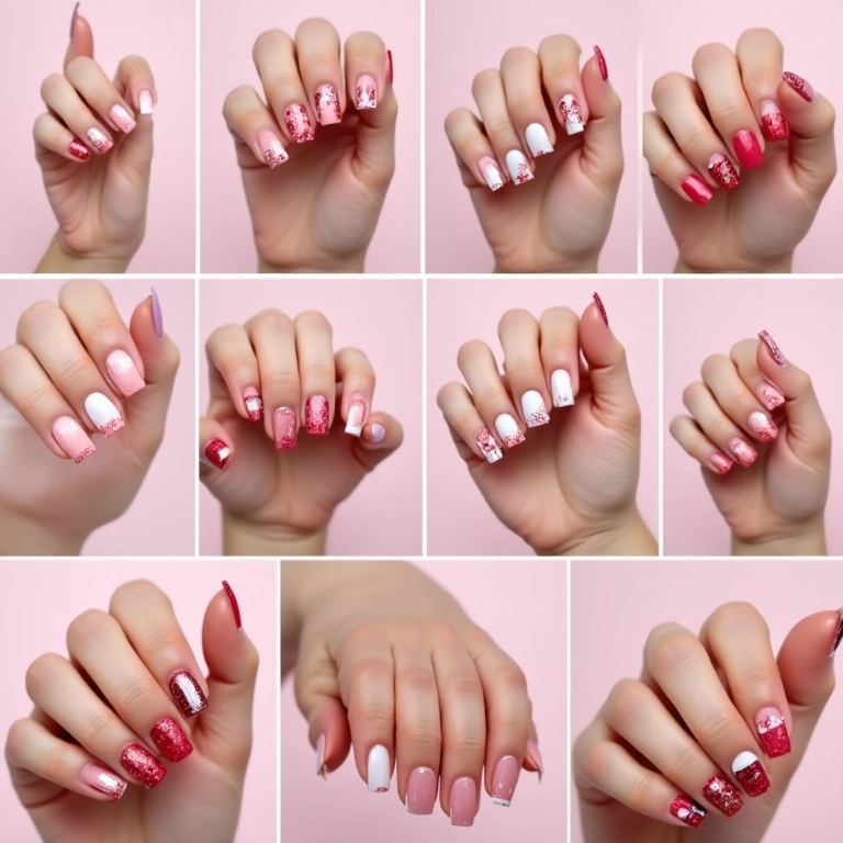 Variedade de designs e estilos de francesinha em gel.