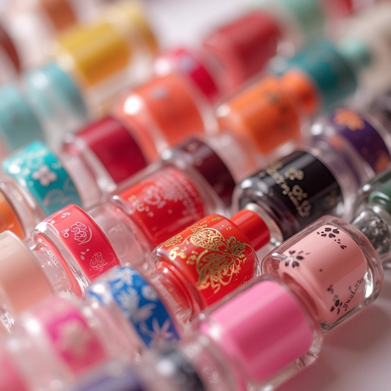 Variedade de esmaltes coloridos para criar películas de unha.