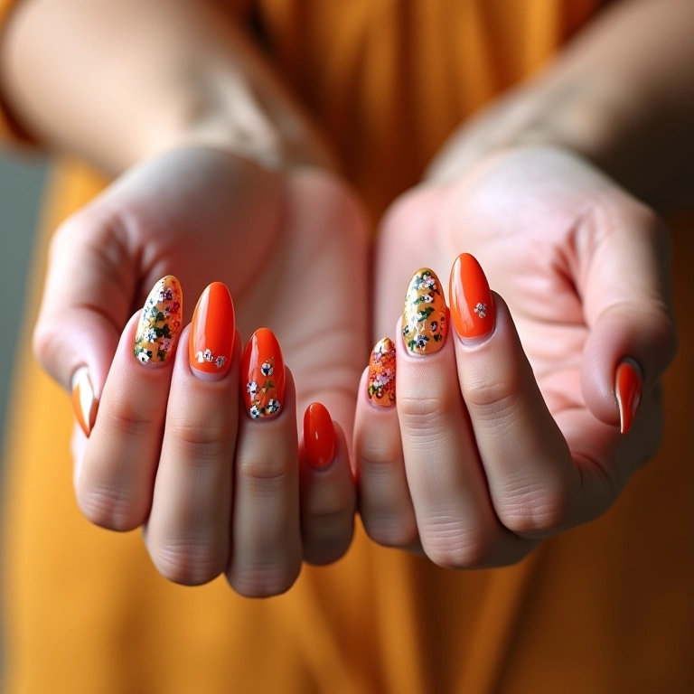 Versatilidade das unhas de fibra de vidro almond decoradas.