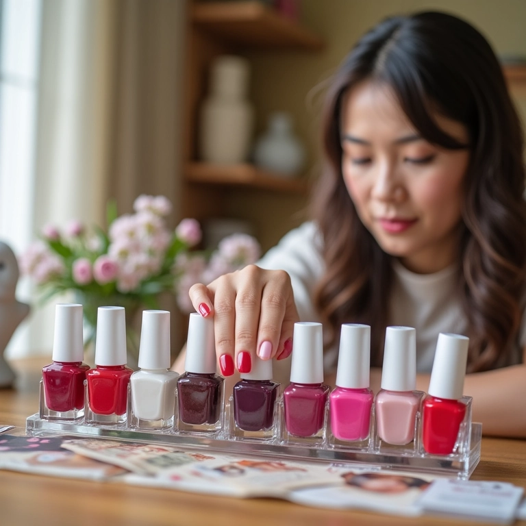 Visibilidade total das cores em um demonstrador de esmaltes.