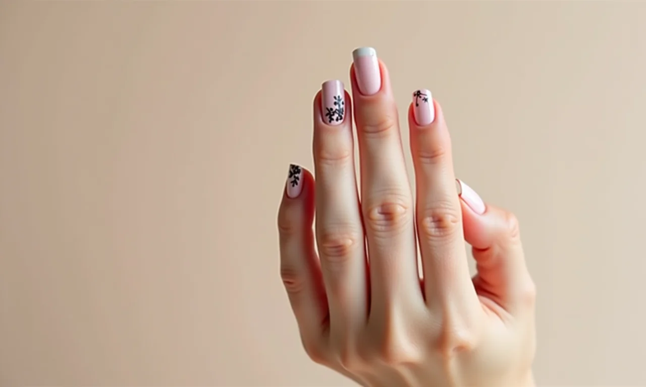 A elegância do minimalismo floral nas unhas.