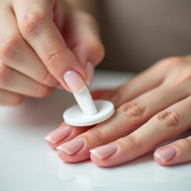 Acetona pura sendo usada para remover esmalte em gel.