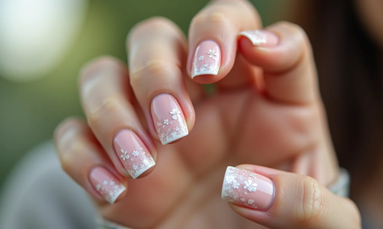 Adesivos de unha duráveis em unhas curtas.