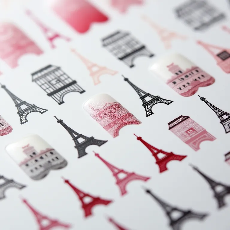 Adesivos e carimbos da Torre Eiffel para unhas.