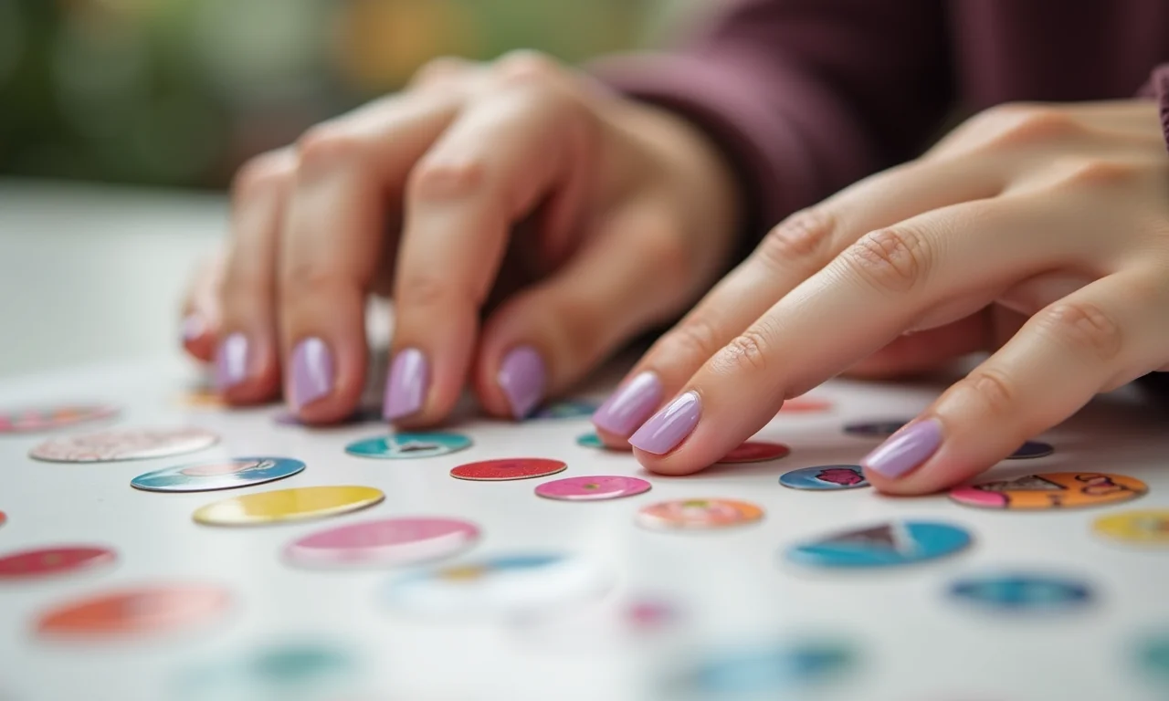 Adesivos e películas para unhas redondas.