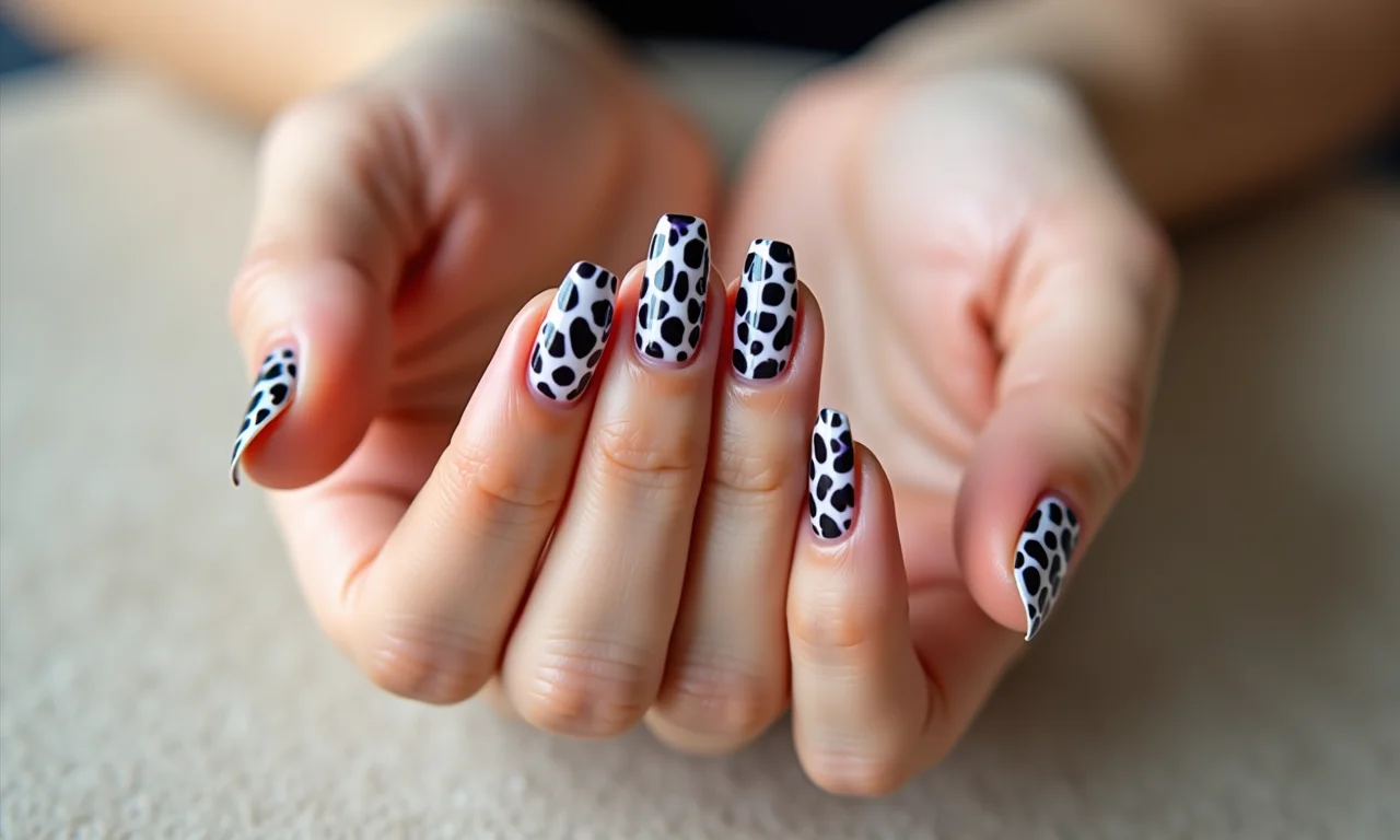 Animal print moderno em unhas de gel.