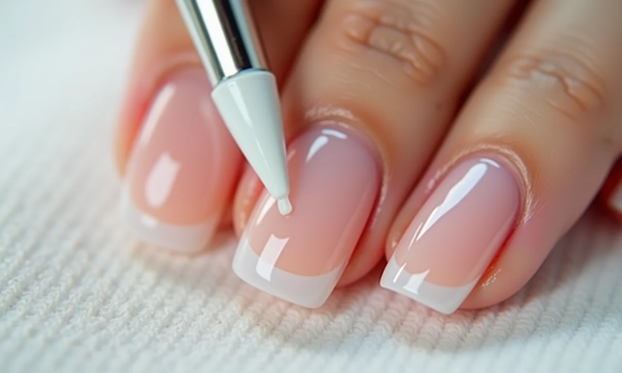 Aplicação de gel base nas unhas.