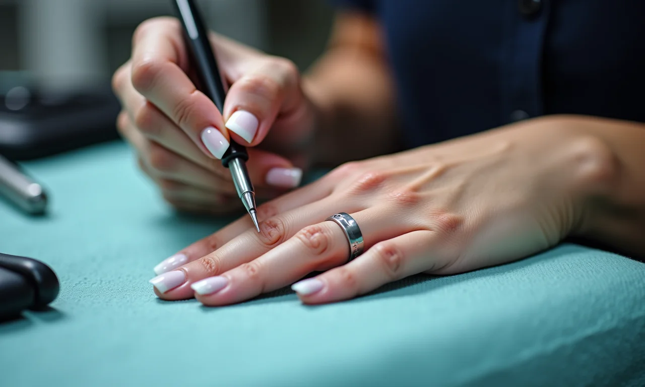 Aplicação de gel construtor.